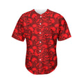 Red Punk Skull Pattern Print Men's Baseball Jersey