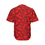 Red Punk Skull Pattern Print Men's Baseball Jersey