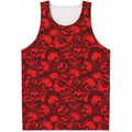Red Punk Skull Pattern Print Men's Tank Top