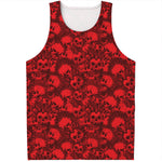 Red Punk Skull Pattern Print Men's Tank Top