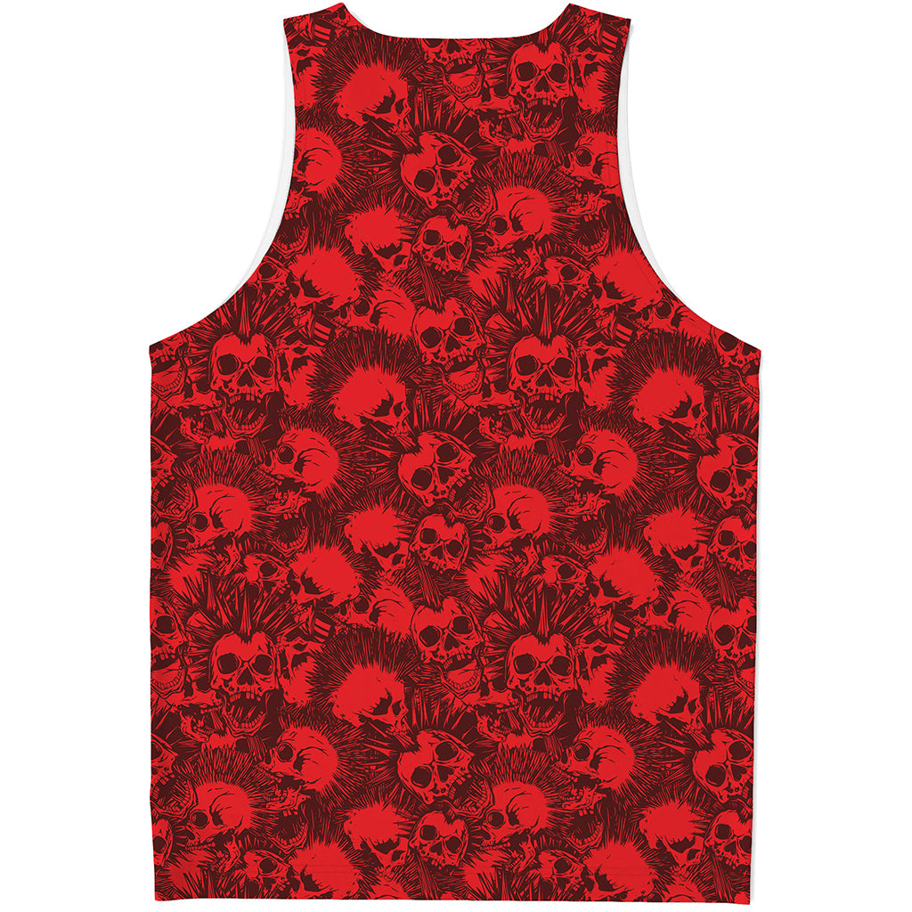 Red Punk Skull Pattern Print Men's Tank Top