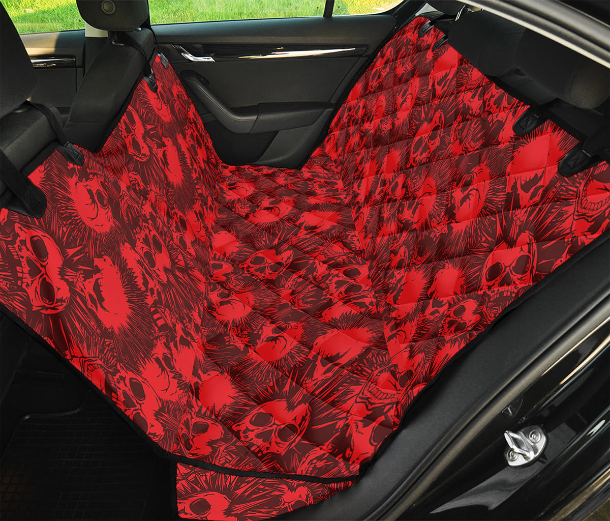 Red Punk Skull Pattern Print Pet Car Back Seat Cover