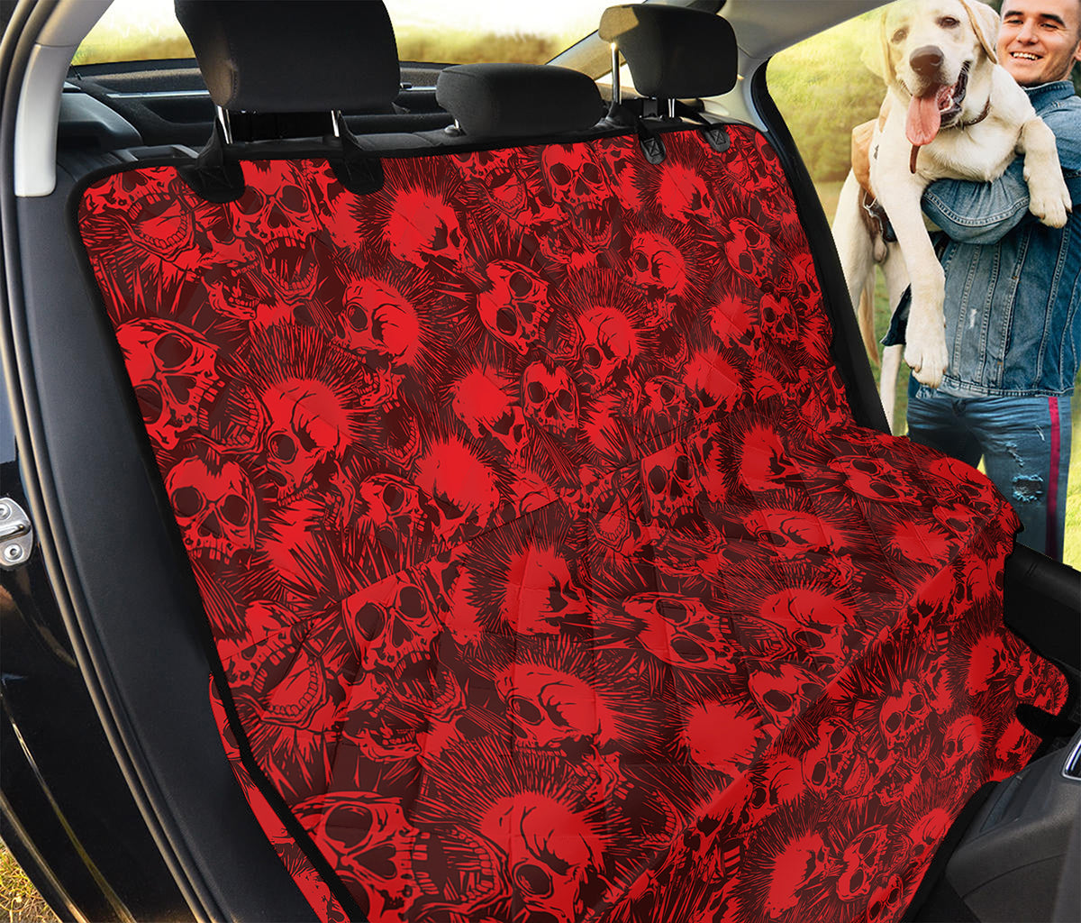 Red Punk Skull Pattern Print Pet Car Back Seat Cover