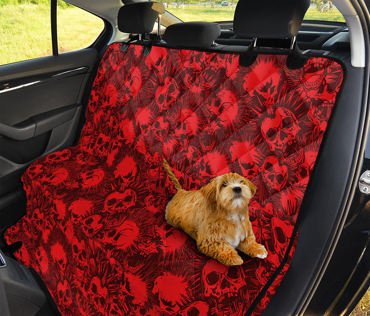 Red Punk Skull Pattern Print Pet Car Back Seat Cover