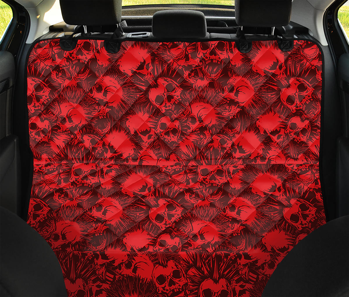 Red Punk Skull Pattern Print Pet Car Back Seat Cover