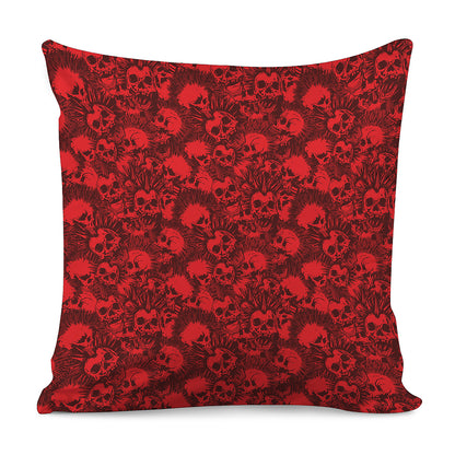 Red Punk Skull Pattern Print Pillow Cover