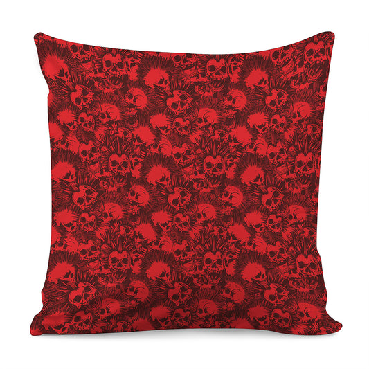 Red Punk Skull Pattern Print Pillow Cover