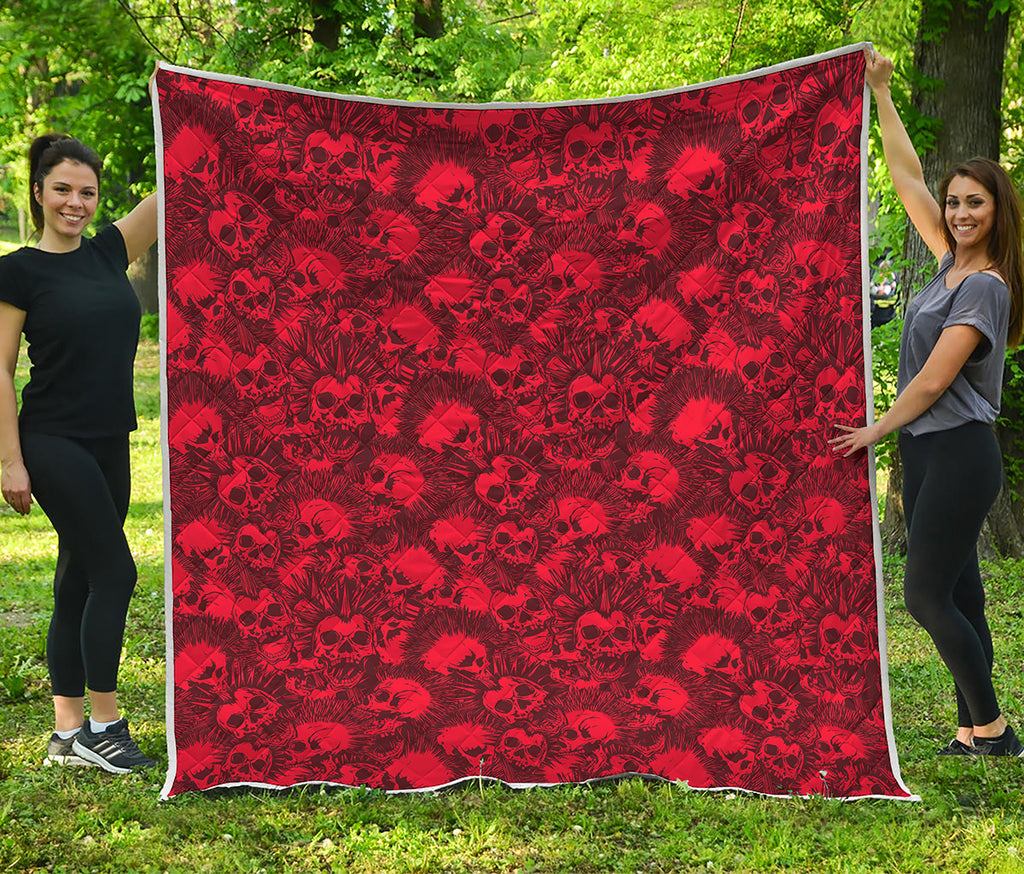 Red Punk Skull Pattern Print Quilt