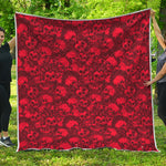 Red Punk Skull Pattern Print Quilt