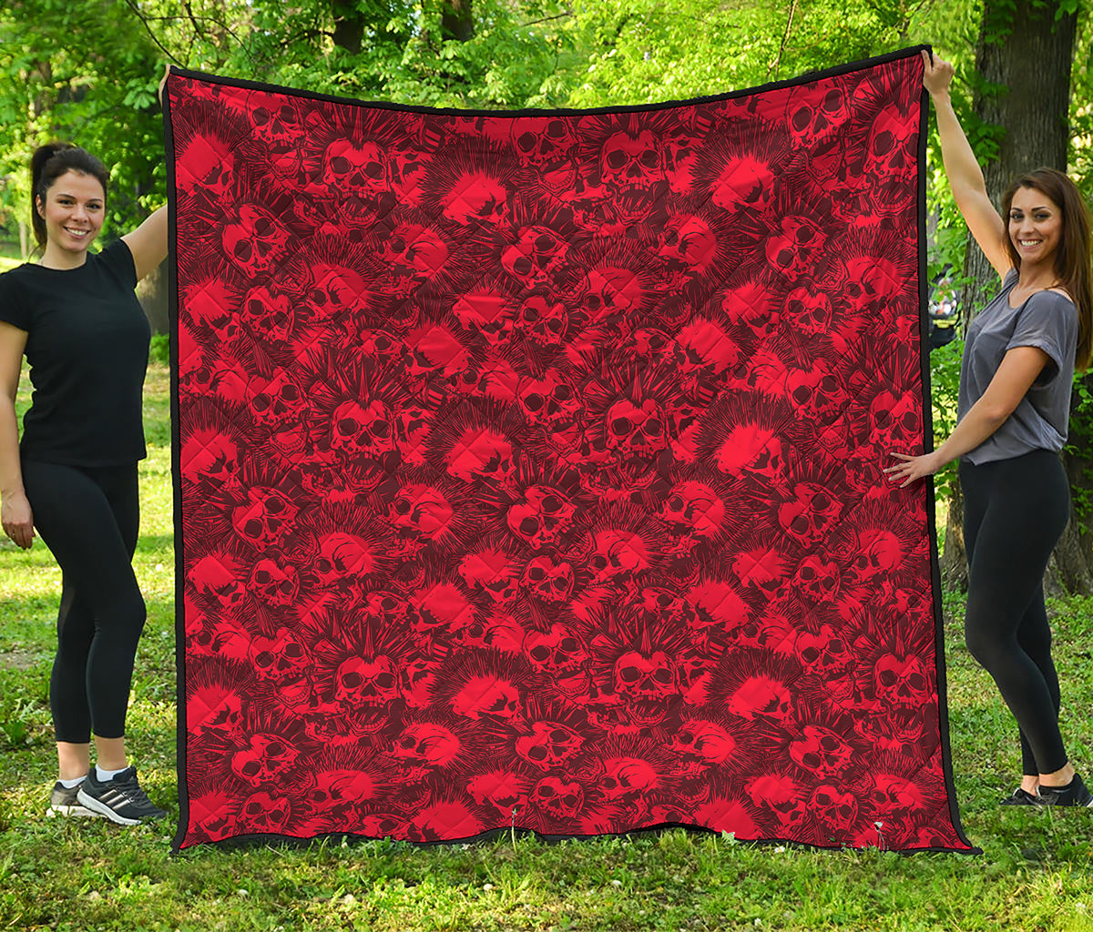 Red Punk Skull Pattern Print Quilt