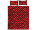 Red Punk Skull Pattern Print Quilt Bed Set