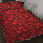 Red Punk Skull Pattern Print Quilt Bed Set