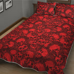 Red Punk Skull Pattern Print Quilt Bed Set