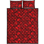 Red Punk Skull Pattern Print Quilt Bed Set