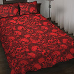 Red Punk Skull Pattern Print Quilt Bed Set