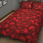 Red Punk Skull Pattern Print Quilt Bed Set