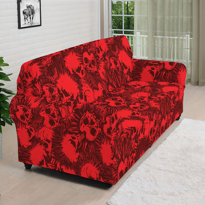 Red Punk Skull Pattern Print Sofa Cover