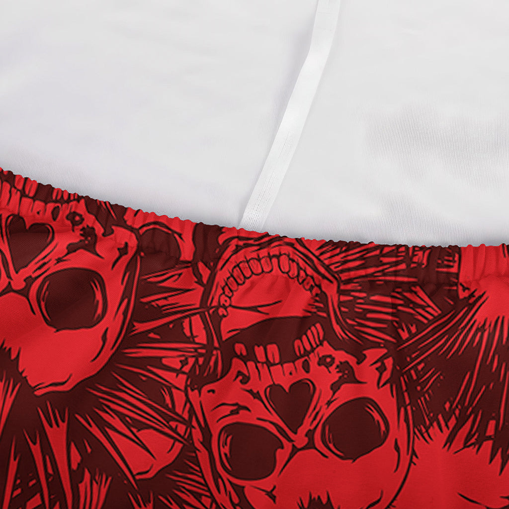 Red Punk Skull Pattern Print Sofa Cover