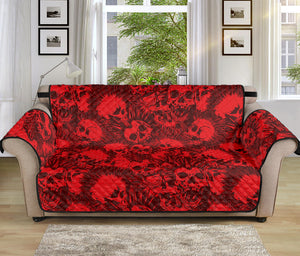 Red Punk Skull Pattern Print Sofa Protector