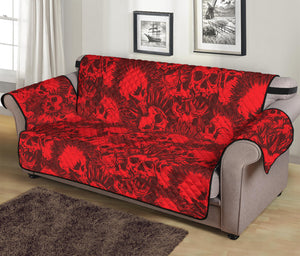 Red Punk Skull Pattern Print Sofa Protector