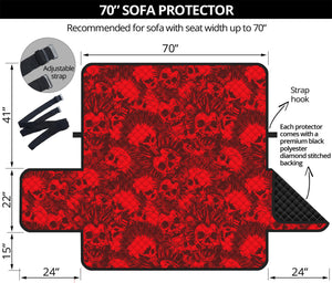 Red Punk Skull Pattern Print Sofa Protector