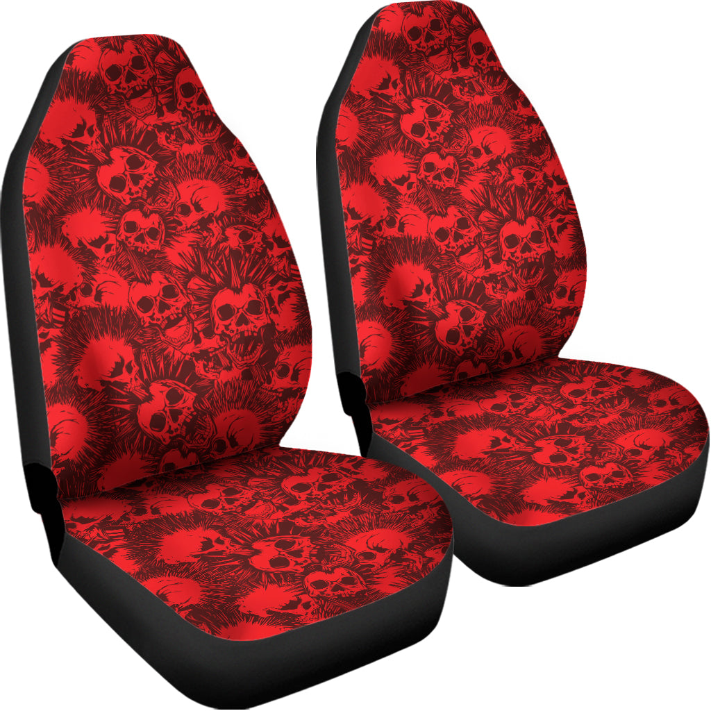 Red Punk Skull Pattern Print Universal Fit Car Seat Covers