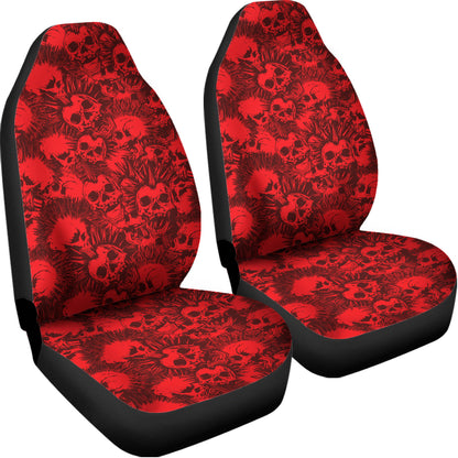 Red Punk Skull Pattern Print Universal Fit Car Seat Covers