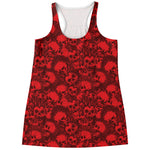 Red Punk Skull Pattern Print Women's Racerback Tank Top