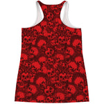 Red Punk Skull Pattern Print Women's Racerback Tank Top
