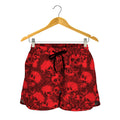 Red Punk Skull Pattern Print Women's Shorts