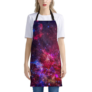 Red Purple Nebula Galaxy Space Print Apron