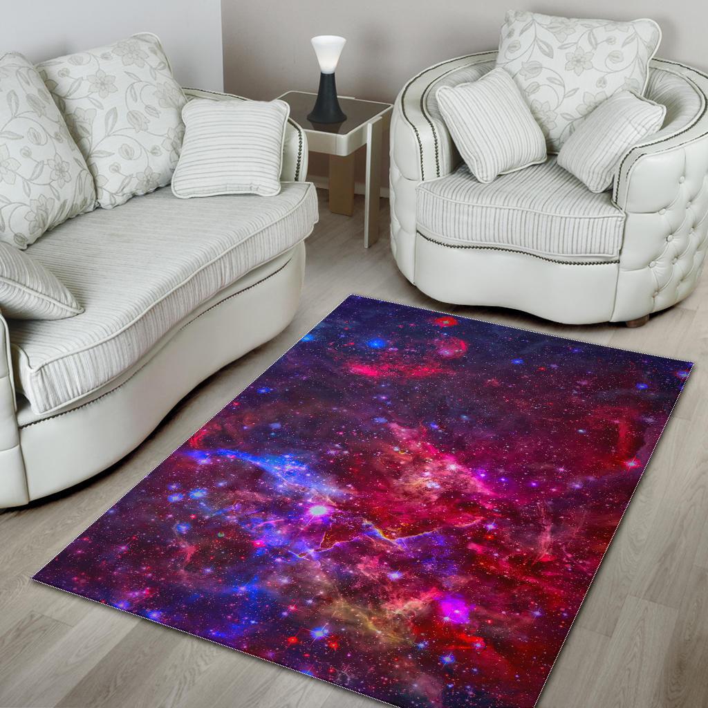 Red Purple Nebula Galaxy Space Print Area Rug GearFrost