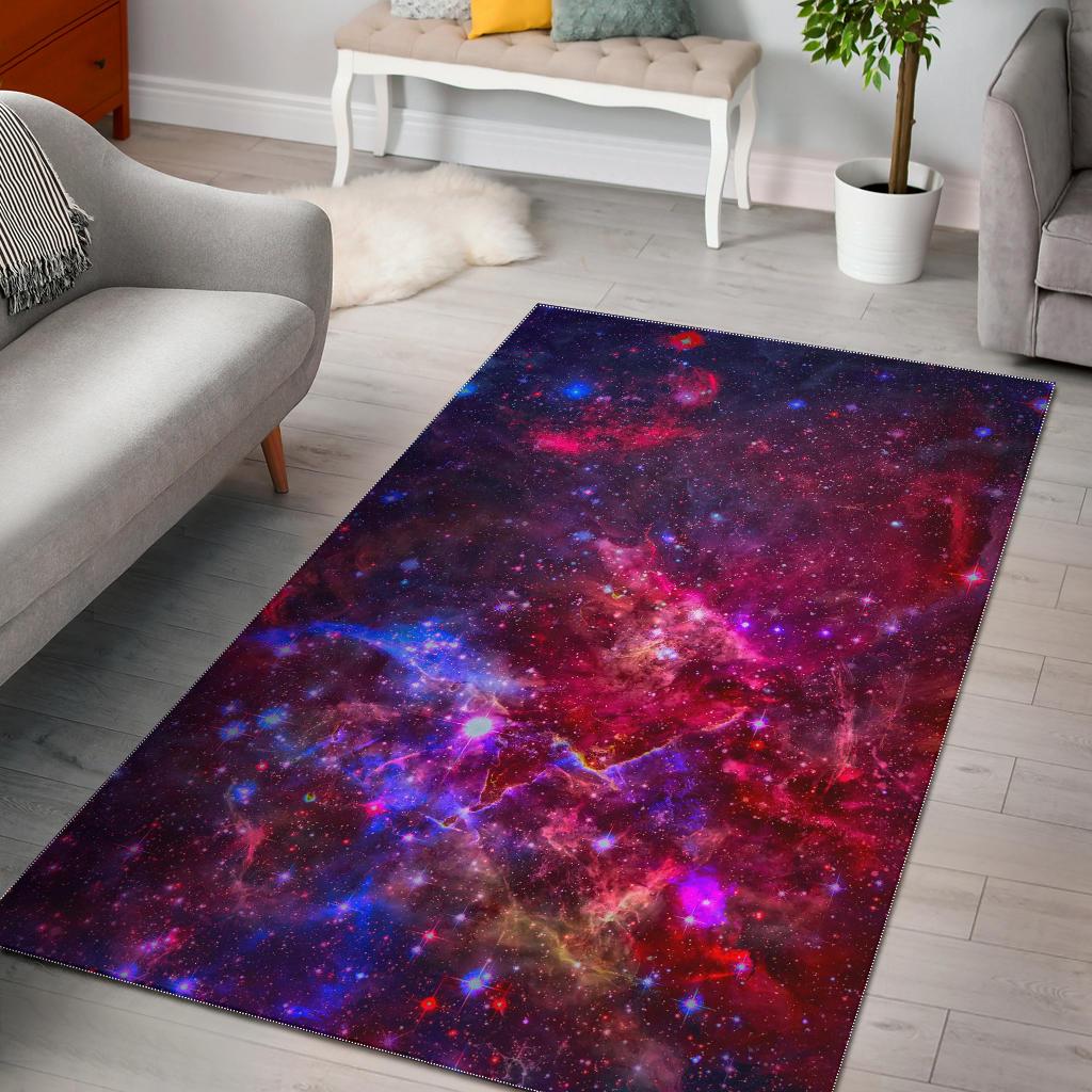 Red Purple Nebula Galaxy Space Print Area Rug GearFrost