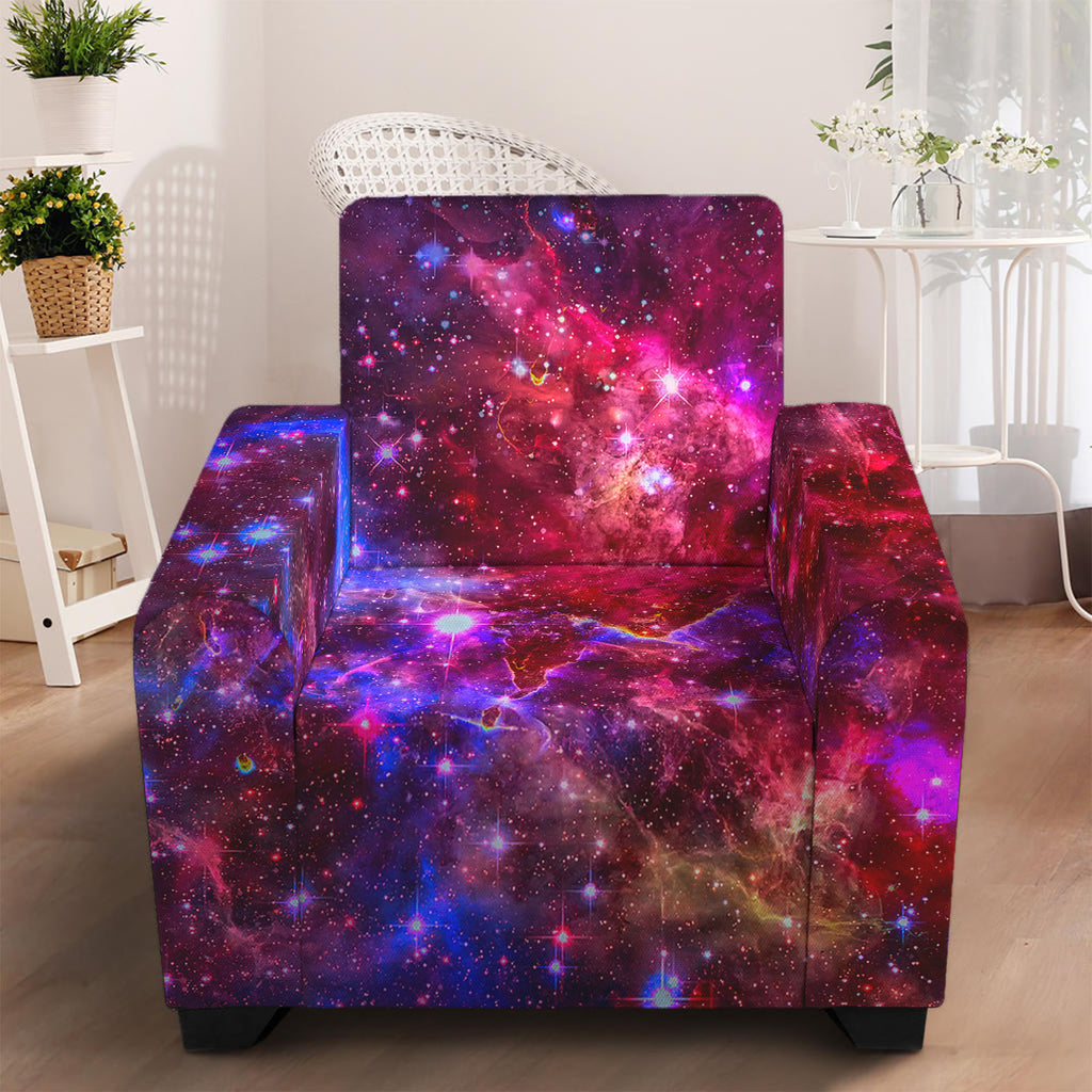 Red Purple Nebula Galaxy Space Print Armchair Slipcover