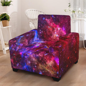 Red Purple Nebula Galaxy Space Print Armchair Slipcover