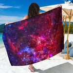 Red Purple Nebula Galaxy Space Print Beach Sarong Wrap