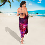 Red Purple Nebula Galaxy Space Print Beach Sarong Wrap