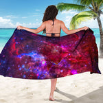 Red Purple Nebula Galaxy Space Print Beach Sarong Wrap