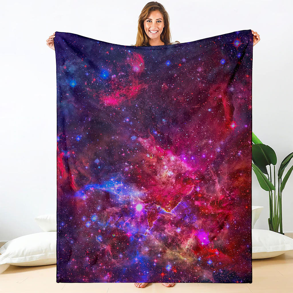 Red Purple Nebula Galaxy Space Print Blanket