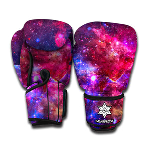 Red Purple Nebula Galaxy Space Print Boxing Gloves