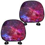 Red Purple Nebula Galaxy Space Print Car Headrest Covers