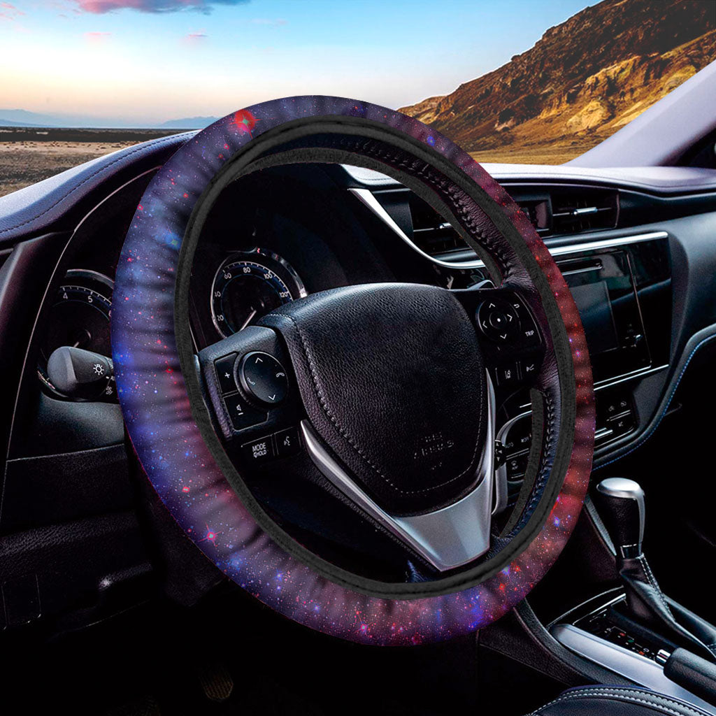 Red Purple Nebula Galaxy Space Print Car Steering Wheel Cover