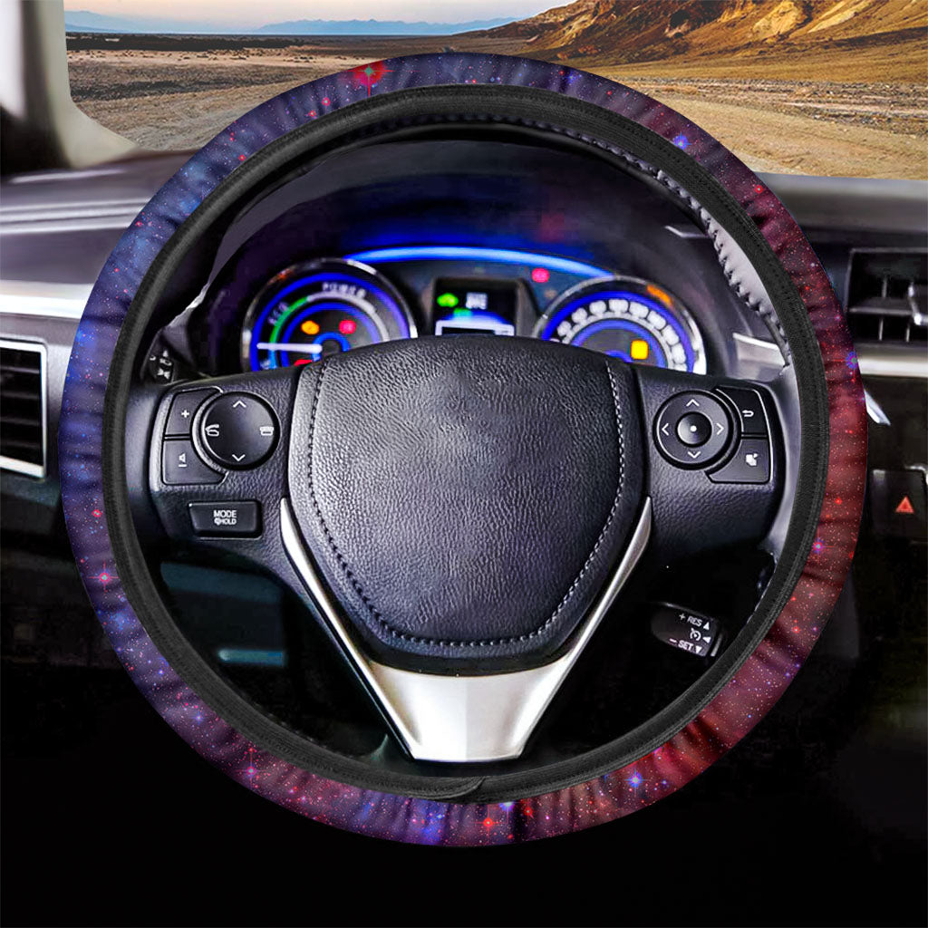 Red Purple Nebula Galaxy Space Print Car Steering Wheel Cover