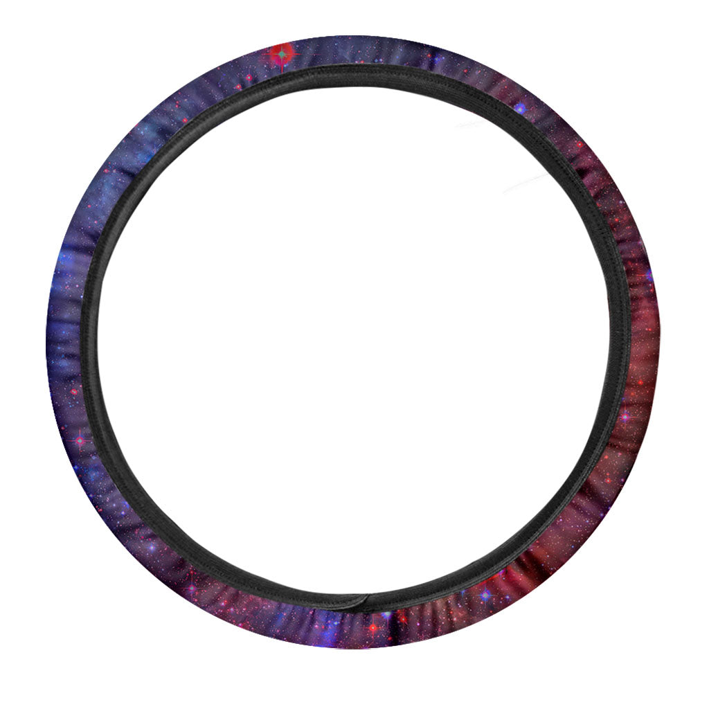 Red Purple Nebula Galaxy Space Print Car Steering Wheel Cover