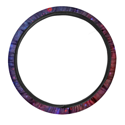 Red Purple Nebula Galaxy Space Print Car Steering Wheel Cover