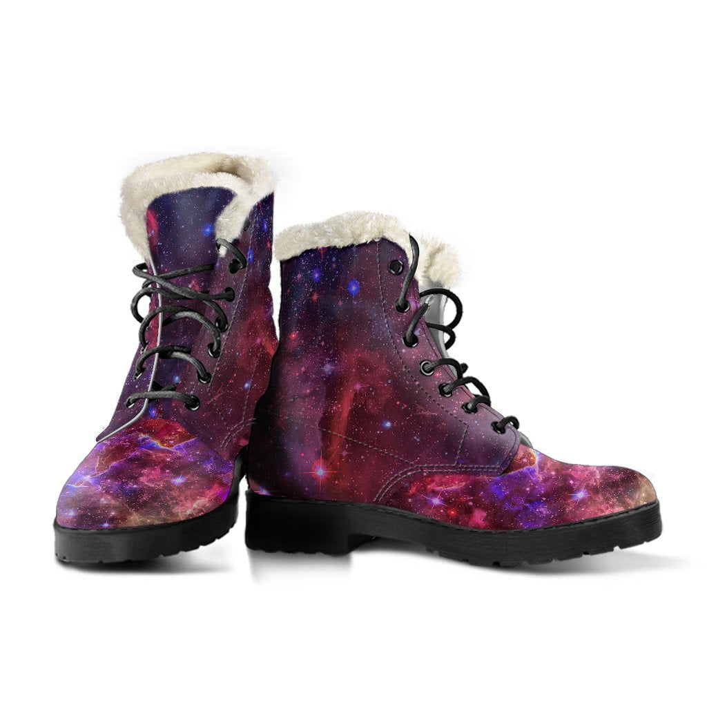 Red Purple Nebula Galaxy Space Print Comfy Boots GearFrost