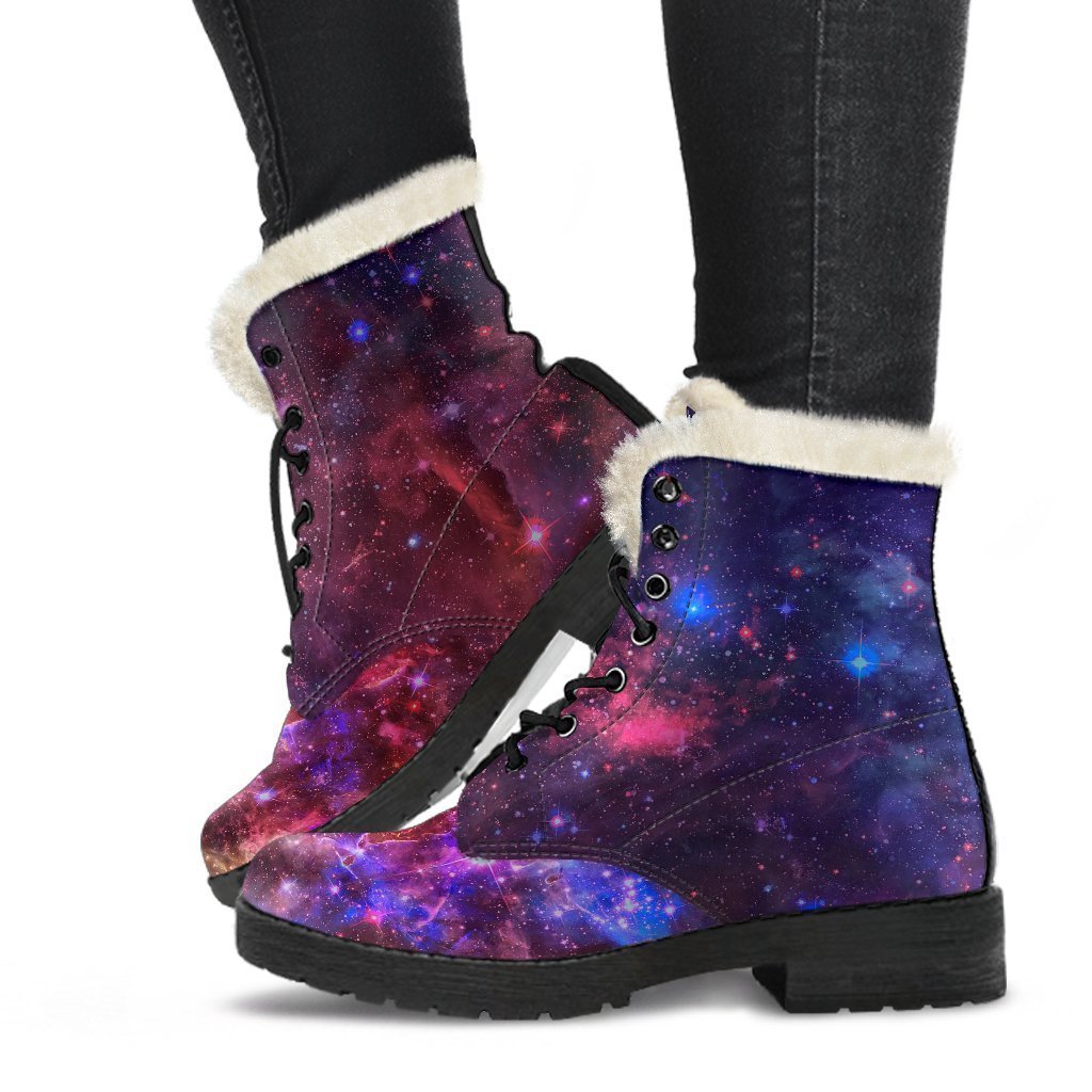 Red Purple Nebula Galaxy Space Print Comfy Boots GearFrost