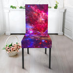 Red Purple Nebula Galaxy Space Print Dining Chair Slipcover