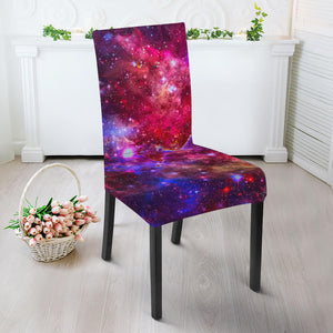 Red Purple Nebula Galaxy Space Print Dining Chair Slipcover