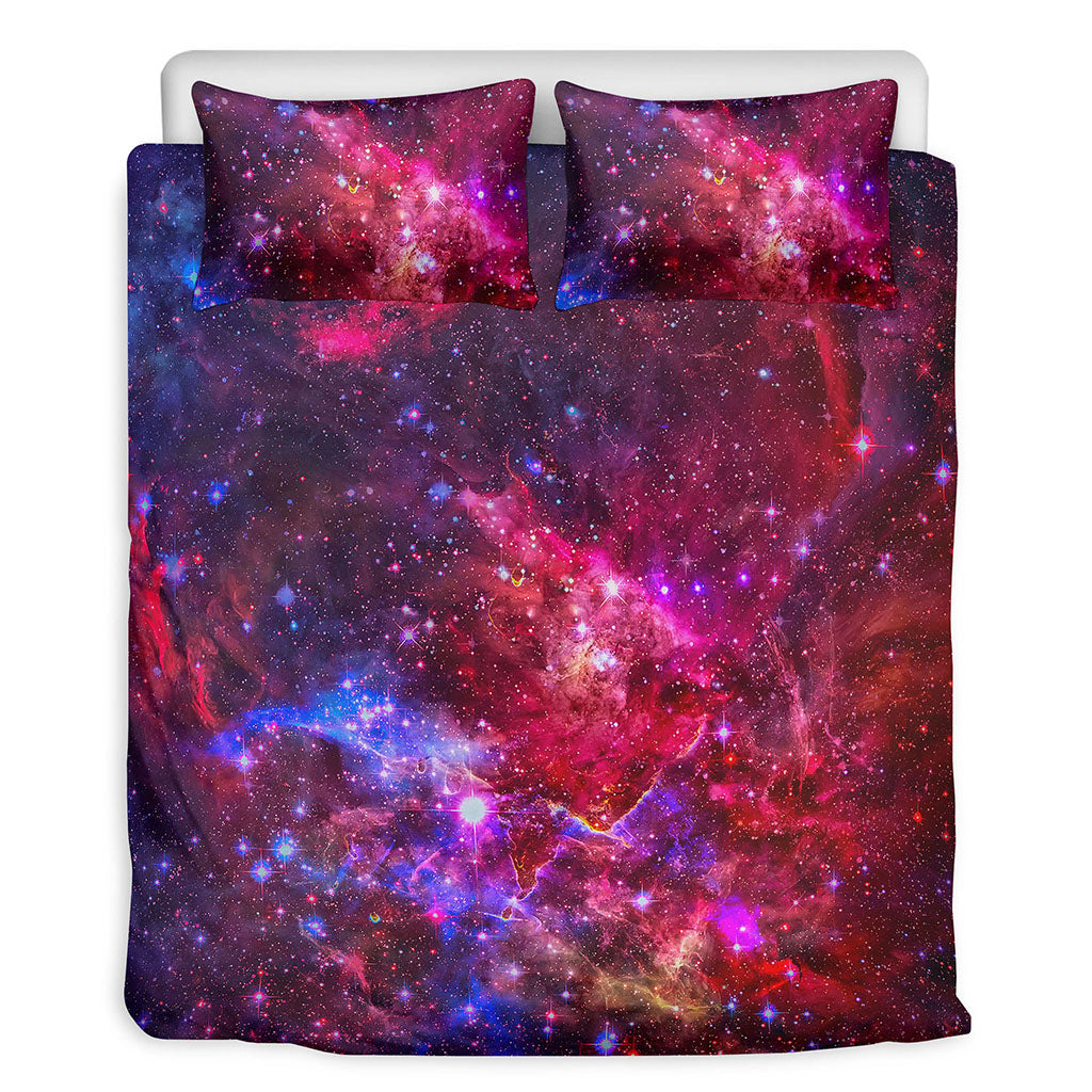 Red Purple Nebula Galaxy Space Print Duvet Cover Bedding Set